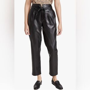 PAIGE pants Melila vegan paperbag black faux leather pants. 0